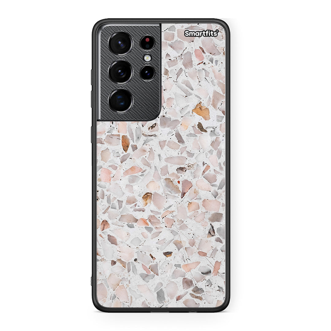 Samsung S21 Ultra Marble Terrazzo θήκη από τη Smartfits με σχέδιο στο πίσω μέρος και μαύρο περίβλημα | Smartphone case with colorful back and black bezels by Smartfits