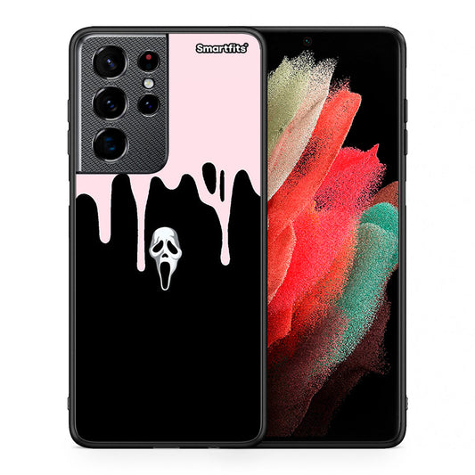 Θήκη Samsung S21 Ultra Melting Halloween Mask από τη Smartfits με σχέδιο στο πίσω μέρος και μαύρο περίβλημα | Samsung S21 Ultra Melting Halloween Mask case with colorful back and black bezels