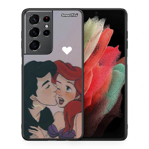 Θήκη Αγίου Βαλεντίνου Samsung S21 Ultra Mermaid Love από τη Smartfits με σχέδιο στο πίσω μέρος και μαύρο περίβλημα | Samsung S21 Ultra Mermaid Love case with colorful back and black bezels