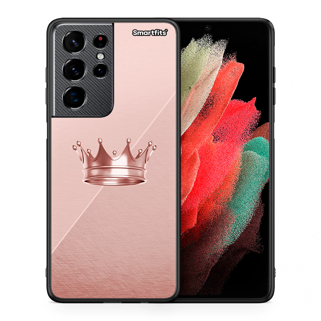 Θήκη Samsung S21 Ultra Crown Minimal από τη Smartfits με σχέδιο στο πίσω μέρος και μαύρο περίβλημα | Samsung S21 Ultra Crown Minimal case with colorful back and black bezels
