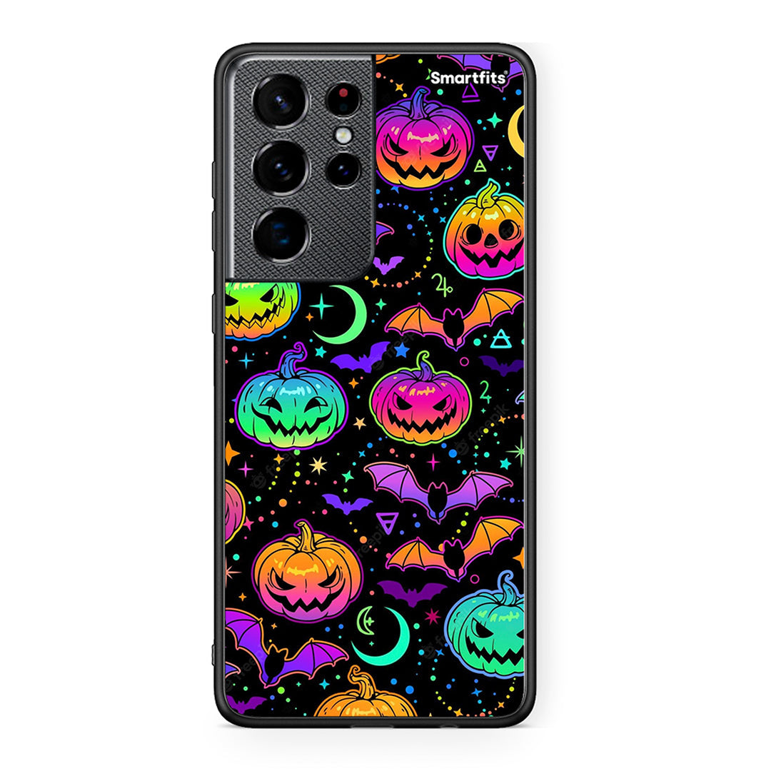 Samsung S21 Ultra Neon Halloween θήκη από τη Smartfits με σχέδιο στο πίσω μέρος και μαύρο περίβλημα | Smartphone case with colorful back and black bezels by Smartfits