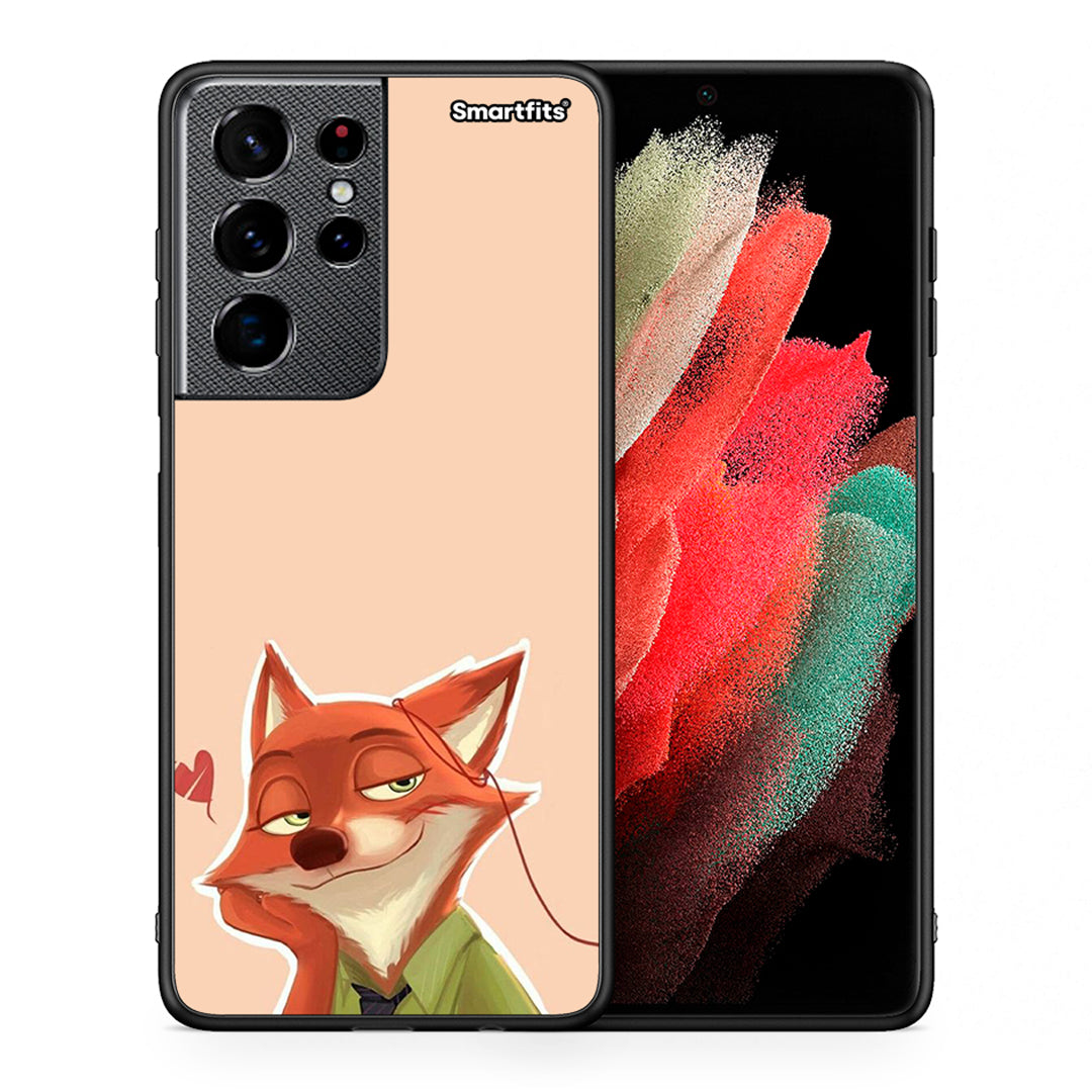 Θήκη Samsung S21 Ultra Nick Wilde And Judy Hopps Love 1 από τη Smartfits με σχέδιο στο πίσω μέρος και μαύρο περίβλημα | Samsung S21 Ultra Nick Wilde And Judy Hopps Love 1 case with colorful back and black bezels