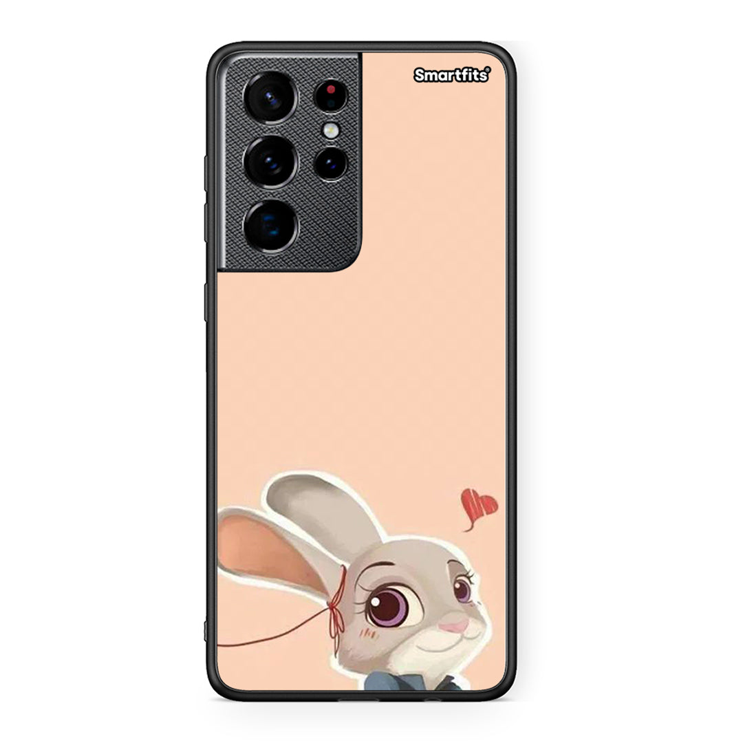 Samsung S21 Ultra Nick Wilde And Judy Hopps Love 2 θήκη από τη Smartfits με σχέδιο στο πίσω μέρος και μαύρο περίβλημα | Smartphone case with colorful back and black bezels by Smartfits
