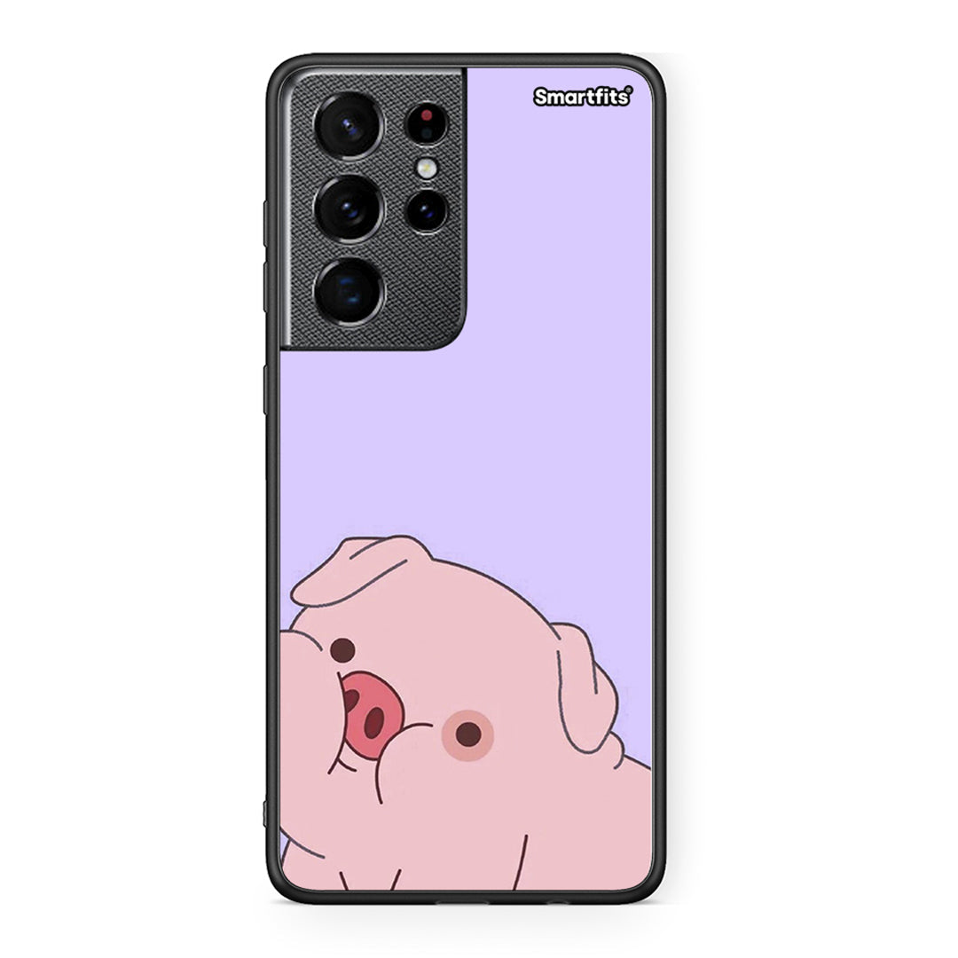 Samsung S21 Ultra Pig Love 2 Θήκη Αγίου Βαλεντίνου από τη Smartfits με σχέδιο στο πίσω μέρος και μαύρο περίβλημα | Smartphone case with colorful back and black bezels by Smartfits