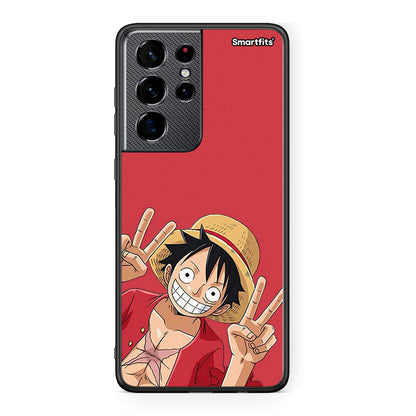Samsung S21 Ultra Pirate Luffy Θήκη από τη Smartfits με σχέδιο στο πίσω μέρος και μαύρο περίβλημα | Smartphone case with colorful back and black bezels by Smartfits