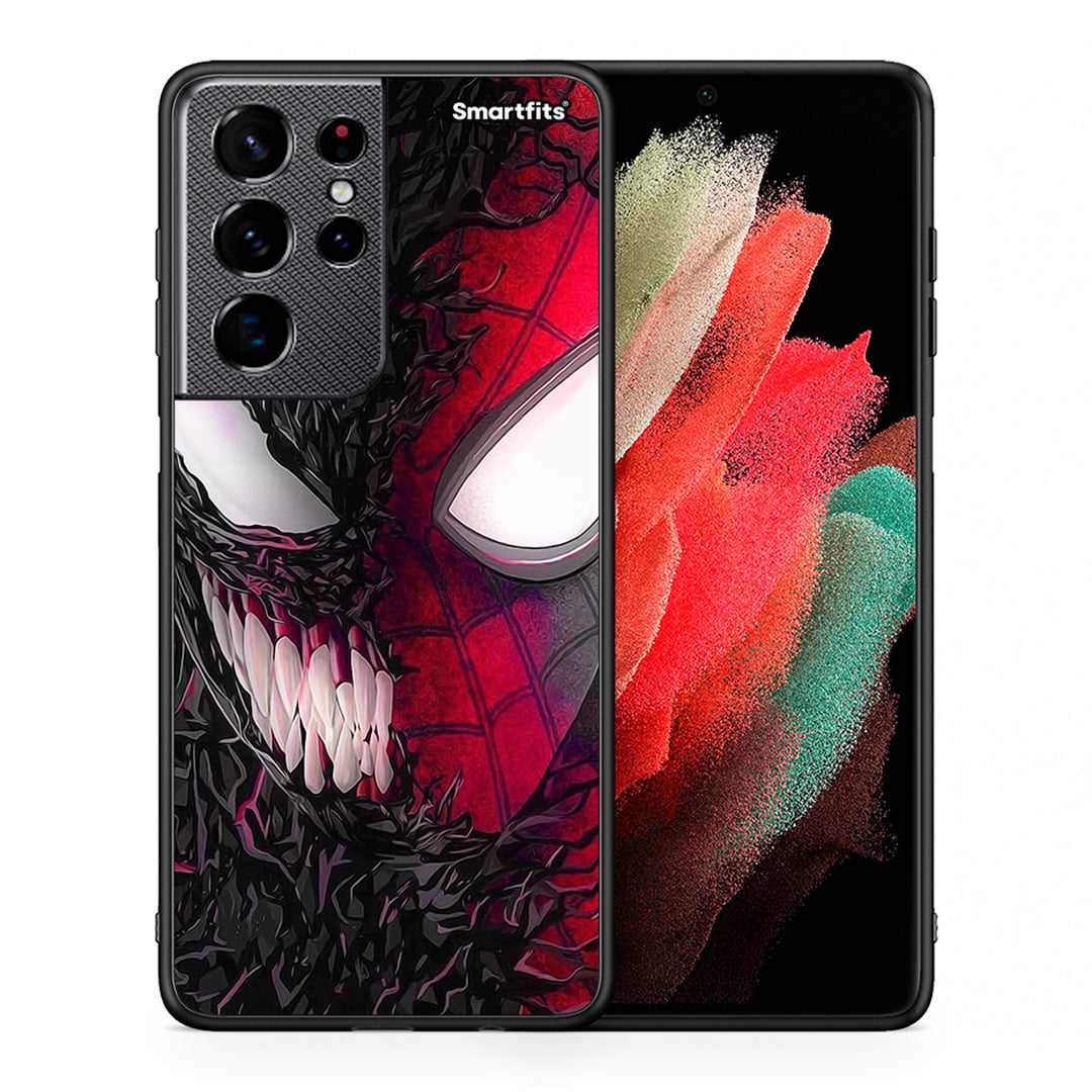 Θήκη Samsung S21 Ultra SpiderVenom PopArt από τη Smartfits με σχέδιο στο πίσω μέρος και μαύρο περίβλημα | Samsung S21 Ultra SpiderVenom PopArt case with colorful back and black bezels