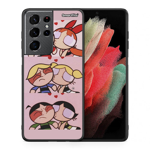Θήκη Αγίου Βαλεντίνου Samsung S21 Ultra Puff Love από τη Smartfits με σχέδιο στο πίσω μέρος και μαύρο περίβλημα | Samsung S21 Ultra Puff Love case with colorful back and black bezels