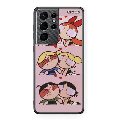 Samsung S21 Ultra Puff Love Θήκη Αγίου Βαλεντίνου από τη Smartfits με σχέδιο στο πίσω μέρος και μαύρο περίβλημα | Smartphone case with colorful back and black bezels by Smartfits