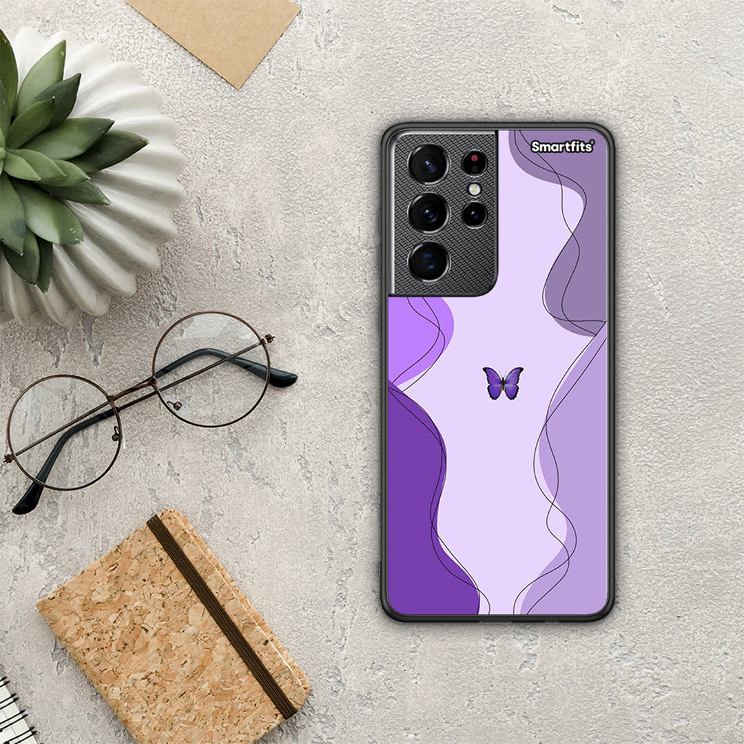 Purple Mariposa - Samsung Galaxy S21 Ultra θήκη