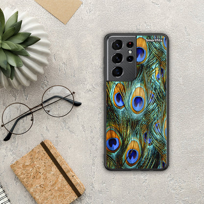 Real Peacock Feathers - Samsung Galaxy S21 Ultra θήκη