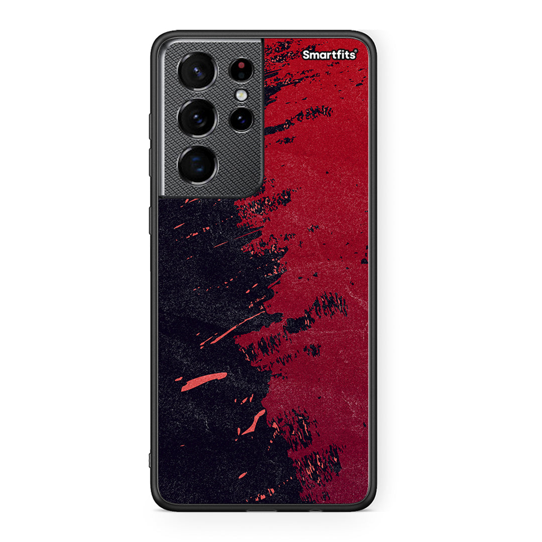Samsung S21 Ultra Red Paint Θήκη Αγίου Βαλεντίνου από τη Smartfits με σχέδιο στο πίσω μέρος και μαύρο περίβλημα | Smartphone case with colorful back and black bezels by Smartfits