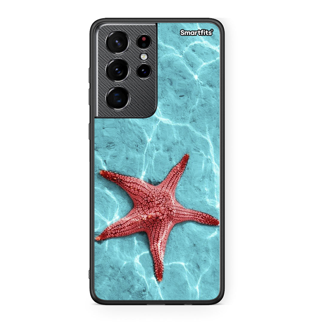 Samsung S21 Ultra Red Starfish Θήκη από τη Smartfits με σχέδιο στο πίσω μέρος και μαύρο περίβλημα | Smartphone case with colorful back and black bezels by Smartfits