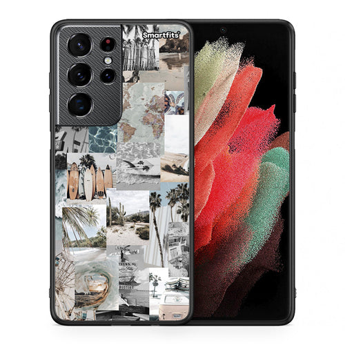 Θήκη Samsung S21 Ultra Retro Beach Life από τη Smartfits με σχέδιο στο πίσω μέρος και μαύρο περίβλημα | Samsung S21 Ultra Retro Beach Life case with colorful back and black bezels