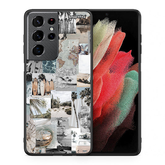 Θήκη Samsung S21 Ultra Retro Beach Life από τη Smartfits με σχέδιο στο πίσω μέρος και μαύρο περίβλημα | Samsung S21 Ultra Retro Beach Life case with colorful back and black bezels
