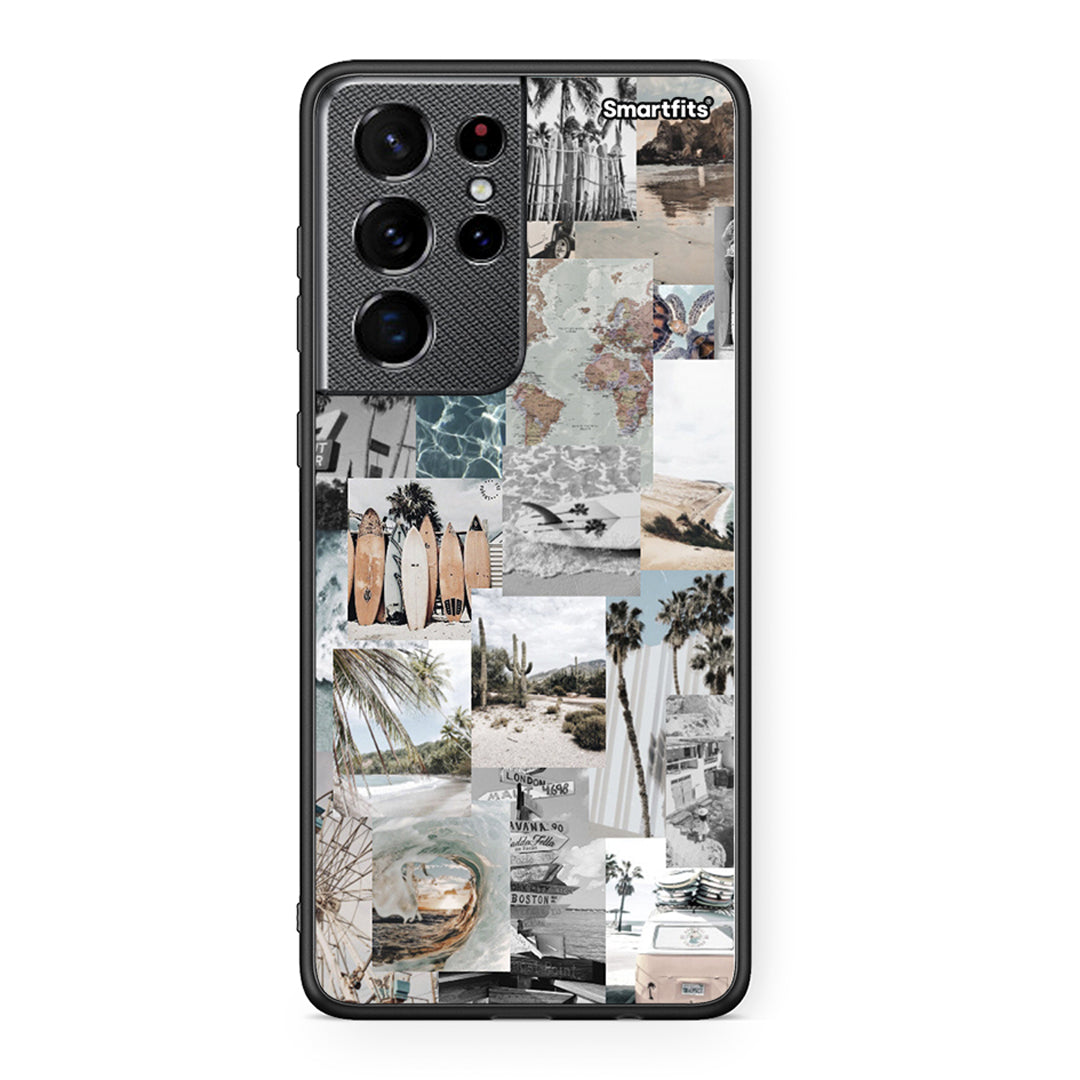 Samsung S21 Ultra Retro Beach Life Θήκη από τη Smartfits με σχέδιο στο πίσω μέρος και μαύρο περίβλημα | Smartphone case with colorful back and black bezels by Smartfits