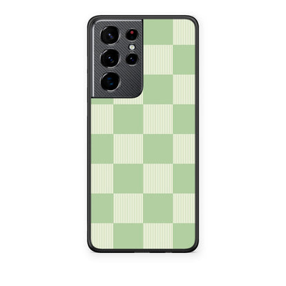 Θήκη Samsung Galaxy S21 Ultra Sage and Cream Striped Checks από τη Smartfits με σχέδιο στο πίσω μέρος και μαύρο περίβλημα | Samsung Galaxy S21 Ultra Sage and Cream Striped Checks case with colorful back and black bezels
