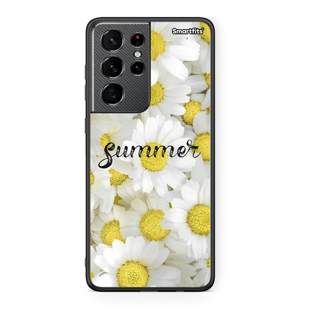 Samsung S21 Ultra Summer Daisies Θήκη από τη Smartfits με σχέδιο στο πίσω μέρος και μαύρο περίβλημα | Smartphone case with colorful back and black bezels by Smartfits