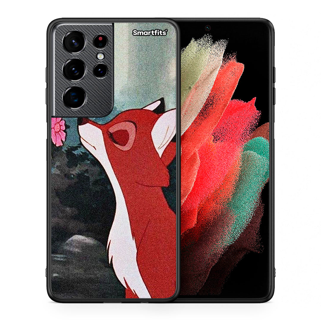 Θήκη Samsung S21 Ultra Tod And Vixey Love 2 από τη Smartfits με σχέδιο στο πίσω μέρος και μαύρο περίβλημα | Samsung S21 Ultra Tod And Vixey Love 2 case with colorful back and black bezels