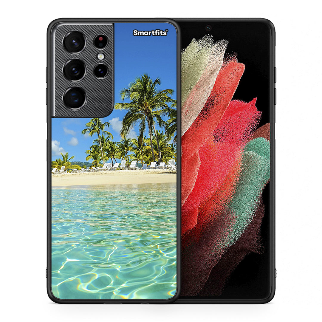 Θήκη Samsung S21 Ultra Tropical Vibes από τη Smartfits με σχέδιο στο πίσω μέρος και μαύρο περίβλημα | Samsung S21 Ultra Tropical Vibes case with colorful back and black bezels