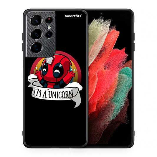 Θήκη Samsung S21 Ultra Unicorn Deadpool από τη Smartfits με σχέδιο στο πίσω μέρος και μαύρο περίβλημα | Samsung S21 Ultra Unicorn Deadpool case with colorful back and black bezels