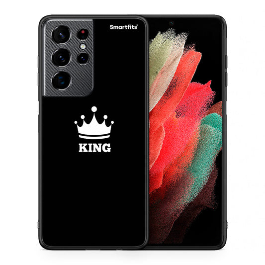 Θήκη Samsung S21 Ultra King Valentine από τη Smartfits με σχέδιο στο πίσω μέρος και μαύρο περίβλημα | Samsung S21 Ultra King Valentine case with colorful back and black bezels