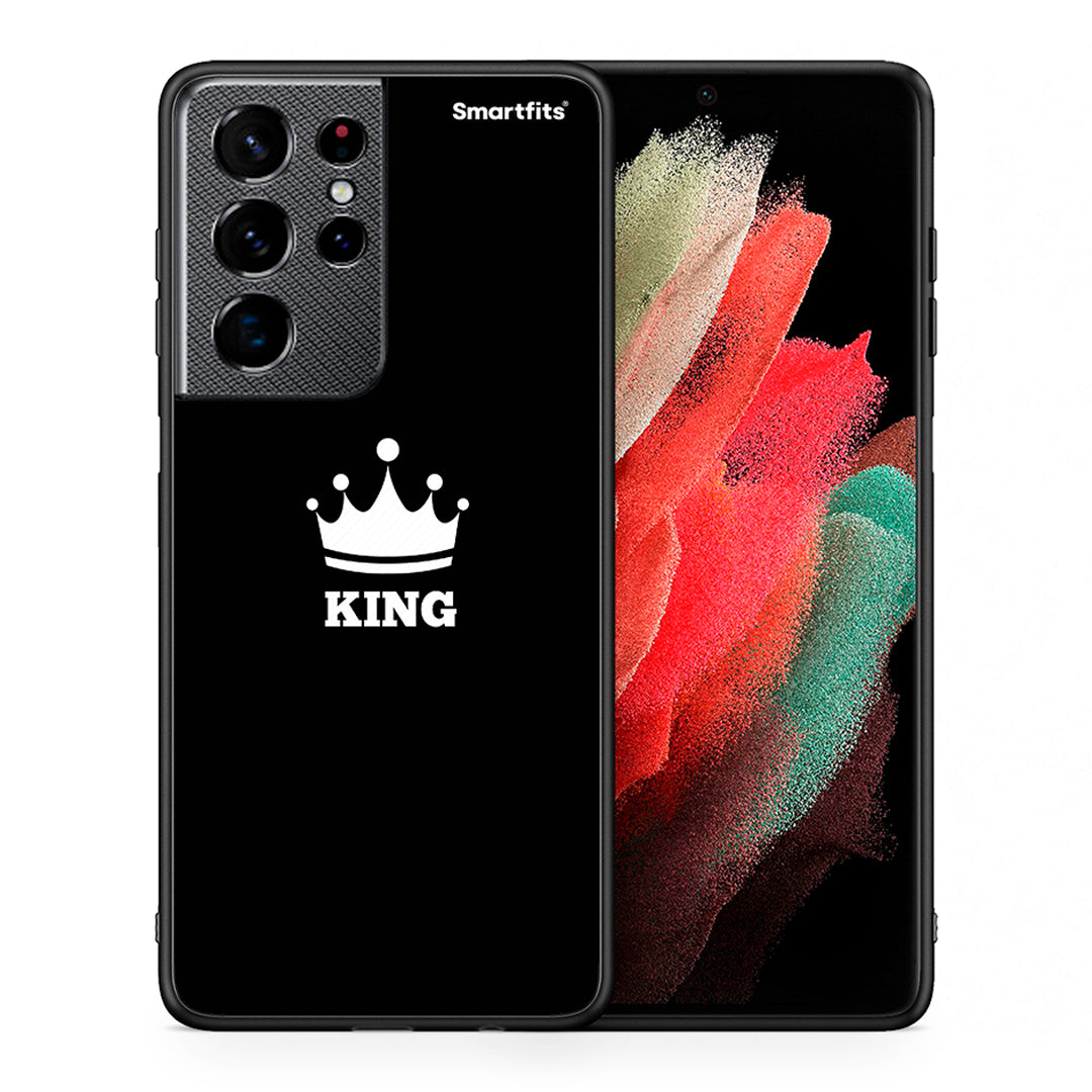 Θήκη Samsung S21 Ultra King Valentine από τη Smartfits με σχέδιο στο πίσω μέρος και μαύρο περίβλημα | Samsung S21 Ultra King Valentine case with colorful back and black bezels