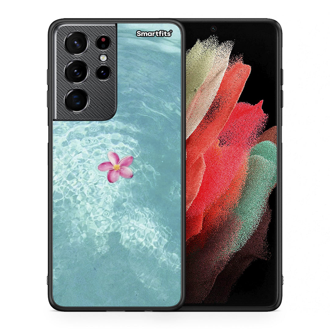 Θήκη Samsung S21 Ultra Water Flower από τη Smartfits με σχέδιο στο πίσω μέρος και μαύρο περίβλημα | Samsung S21 Ultra Water Flower case with colorful back and black bezels