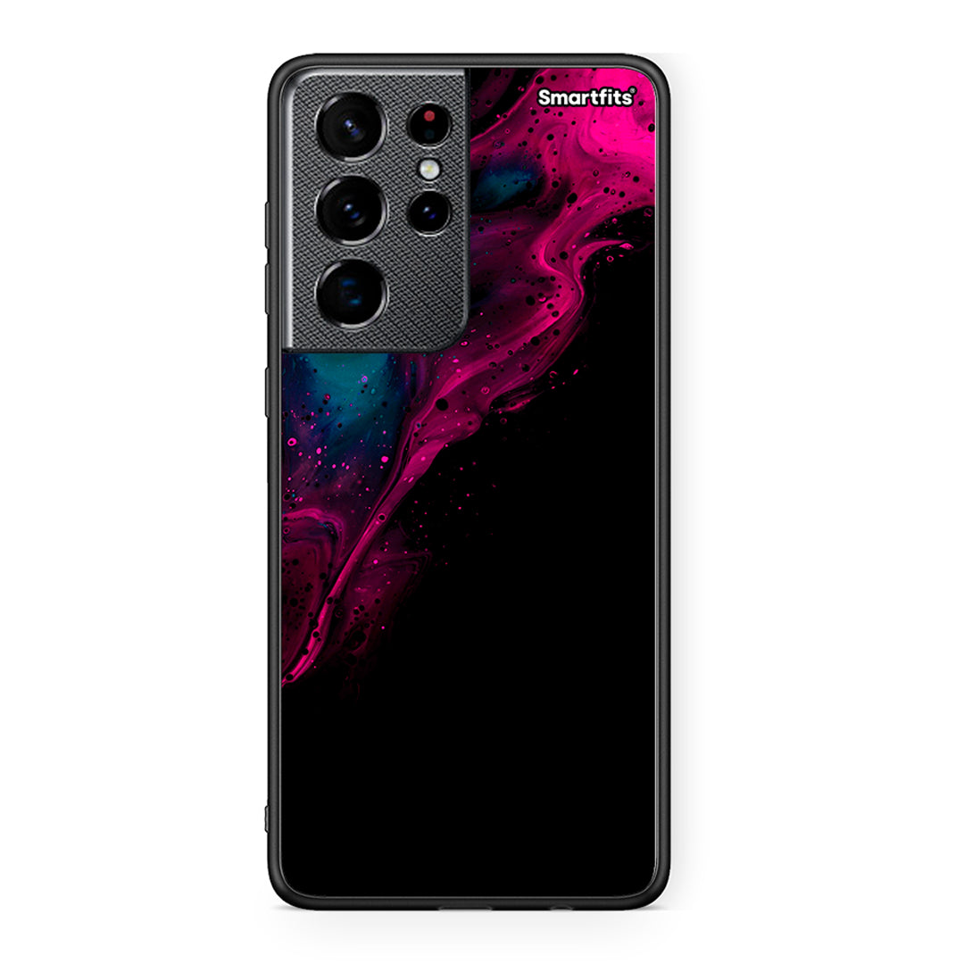 4 - Samsung S21 Ultra Pink Black Watercolor case, cover, bumper