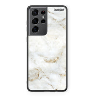 Thumbnail for Samsung S21 Ultra White Gold Marble θήκη από τη Smartfits με σχέδιο στο πίσω μέρος και μαύρο περίβλημα | Smartphone case with colorful back and black bezels by Smartfits