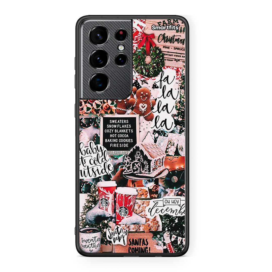 Samsung S21 Ultra Xmas Habbits θήκη από τη Smartfits με σχέδιο στο πίσω μέρος και μαύρο περίβλημα | Smartphone case with colorful back and black bezels by Smartfits