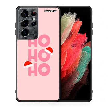 Θήκη Samsung S21 Ultra Xmas Ho Ho Ho από τη Smartfits με σχέδιο στο πίσω μέρος και μαύρο περίβλημα | Samsung S21 Ultra Xmas Ho Ho Ho case with colorful back and black bezels