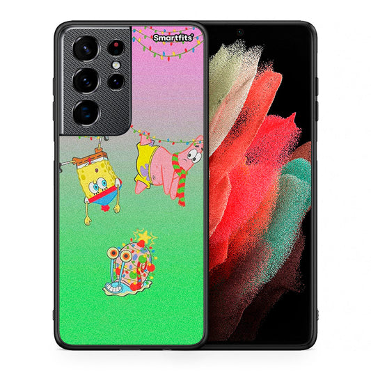 Θήκη Samsung S21 Ultra Xmas Lights από τη Smartfits με σχέδιο στο πίσω μέρος και μαύρο περίβλημα | Samsung S21 Ultra Xmas Lights case with colorful back and black bezels