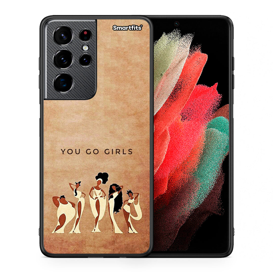 Θήκη Samsung S21 Ultra You Go Girl από τη Smartfits με σχέδιο στο πίσω μέρος και μαύρο περίβλημα | Samsung S21 Ultra You Go Girl case with colorful back and black bezels