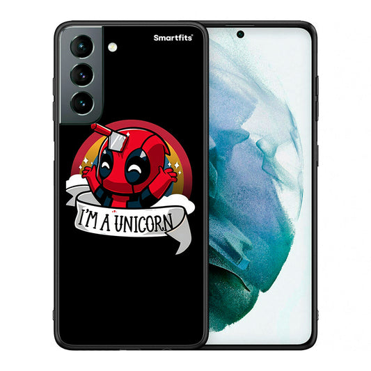 Θήκη Samsung S21 Unicorn Deadpool από τη Smartfits με σχέδιο στο πίσω μέρος και μαύρο περίβλημα | Samsung S21 Unicorn Deadpool case with colorful back and black bezels