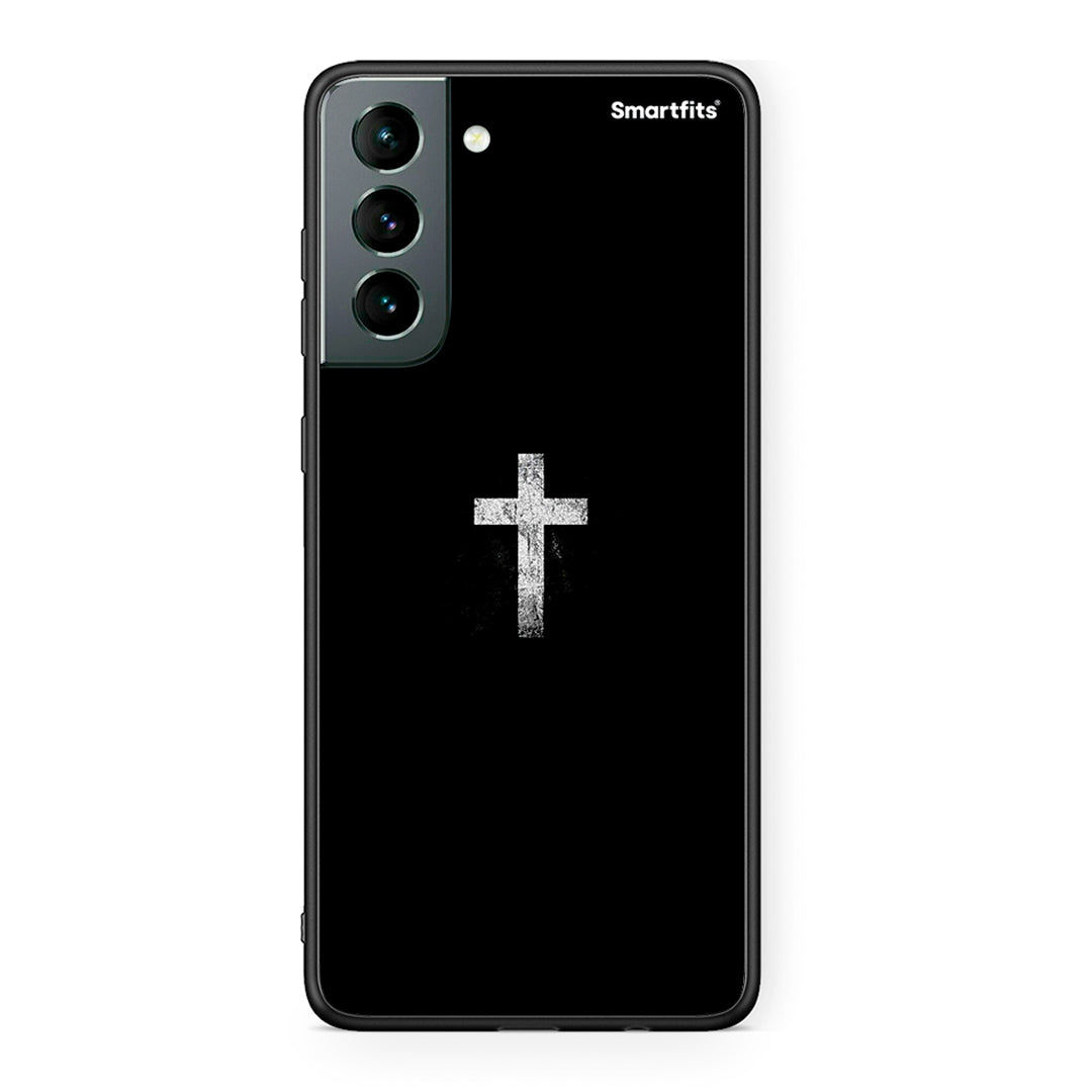 Samsung S21 White Cross θήκη από τη Smartfits με σχέδιο στο πίσω μέρος και μαύρο περίβλημα | Smartphone case with colorful back and black bezels by Smartfits