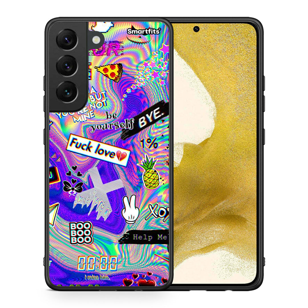 Θήκη Samsung S22 Game Over από τη Smartfits με σχέδιο στο πίσω μέρος και μαύρο περίβλημα | Samsung S22 Game Over case with colorful back and black bezels