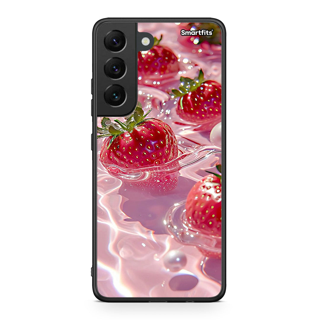 Samsung S22 Juicy Strawberries θήκη από τη Smartfits με σχέδιο στο πίσω μέρος και μαύρο περίβλημα | Smartphone case with colorful back and black bezels by Smartfits