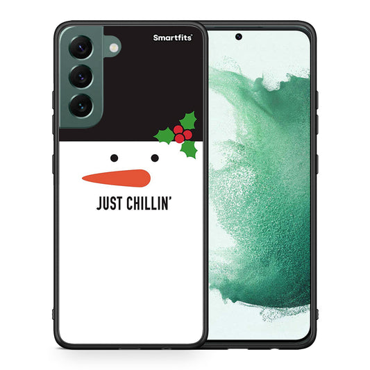 Θήκη Samsung S22 Plus Christmas Chillin από τη Smartfits με σχέδιο στο πίσω μέρος και μαύρο περίβλημα | Samsung S22 Plus Christmas Chillin case with colorful back and black bezels