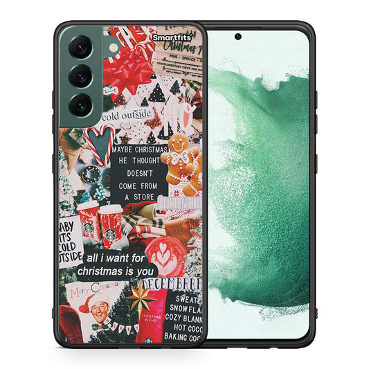 Θήκη Samsung S22 Plus Christmas Happiness από τη Smartfits με σχέδιο στο πίσω μέρος και μαύρο περίβλημα | Samsung S22 Plus Christmas Happiness case with colorful back and black bezels