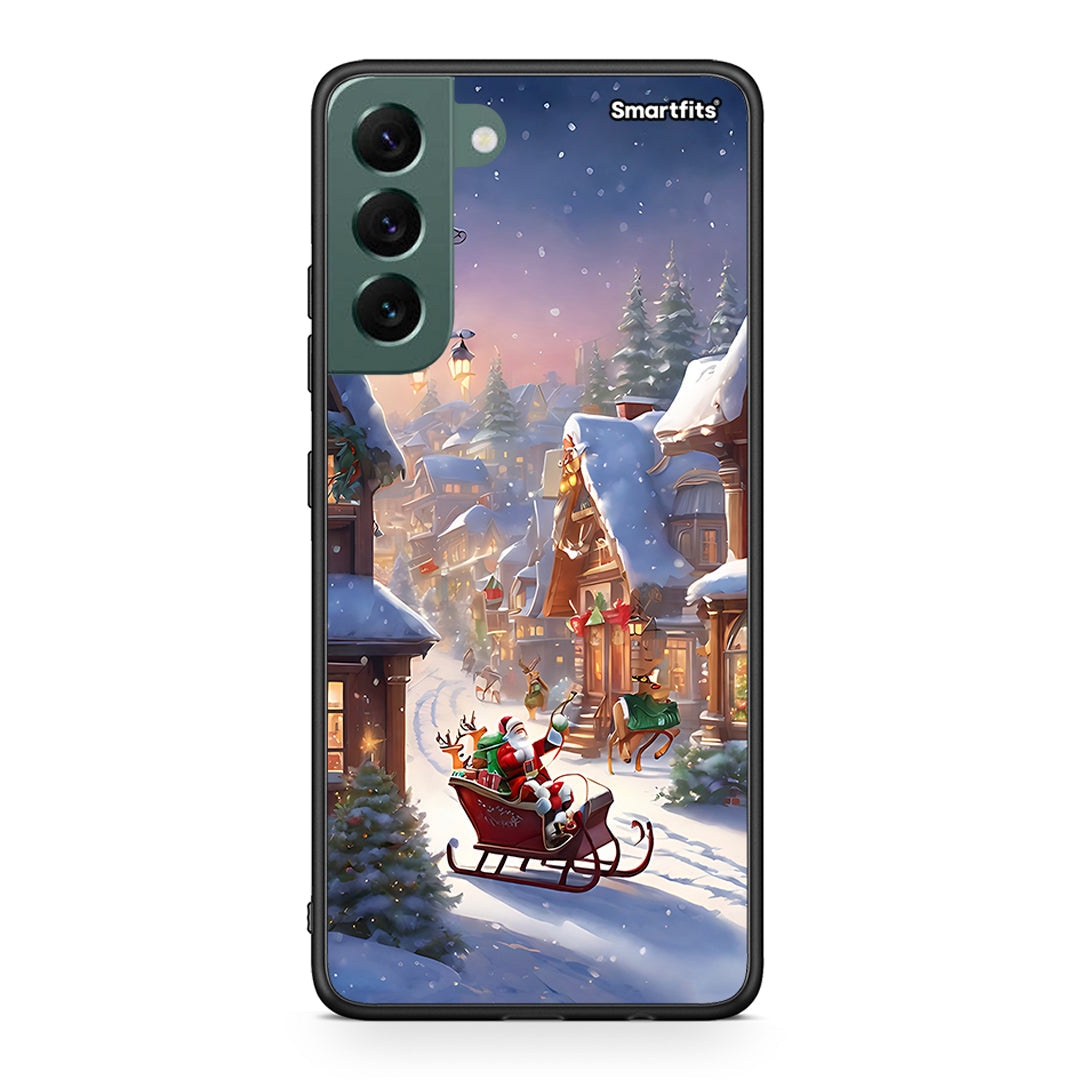 Samsung S22 Plus Christmas Snow θήκη από τη Smartfits με σχέδιο στο πίσω μέρος και μαύρο περίβλημα | Smartphone case with colorful back and black bezels by Smartfits