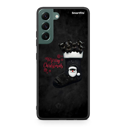 Samsung S22 Plus Merry Cat Christmas θήκη από τη Smartfits με σχέδιο στο πίσω μέρος και μαύρο περίβλημα | Smartphone case with colorful back and black bezels by Smartfits