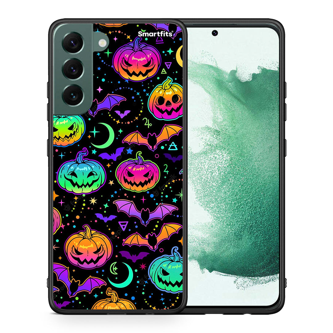 Θήκη Samsung S22 Plus Neon Halloween από τη Smartfits με σχέδιο στο πίσω μέρος και μαύρο περίβλημα | Samsung S22 Plus Neon Halloween case with colorful back and black bezels