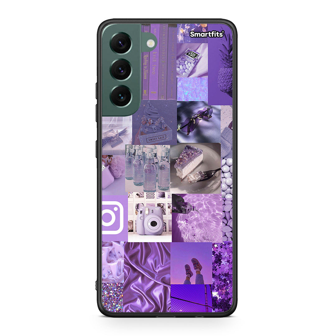 Samsung S22 Plus Purple Aesthetic Collage θήκη από τη Smartfits με σχέδιο στο πίσω μέρος και μαύρο περίβλημα | Smartphone case with colorful back and black bezels by Smartfits