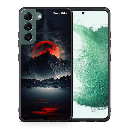 Θήκη Samsung S22 Plus Red Full Moon από τη Smartfits με σχέδιο στο πίσω μέρος και μαύρο περίβλημα | Samsung S22 Plus Red Full Moon case with colorful back and black bezels
