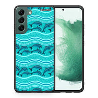 Thumbnail for Θήκη Samsung S22 Plus Swimming Dolphins από τη Smartfits με σχέδιο στο πίσω μέρος και μαύρο περίβλημα | Samsung S22 Plus Swimming Dolphins case with colorful back and black bezels