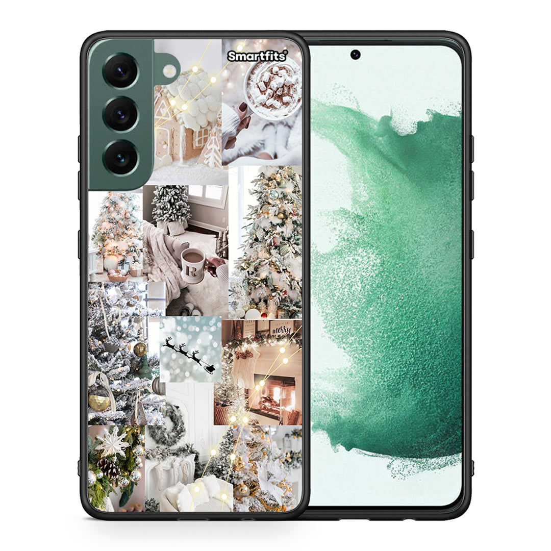 Θήκη Samsung S22 Plus White Christmas από τη Smartfits με σχέδιο στο πίσω μέρος και μαύρο περίβλημα | Samsung S22 Plus White Christmas case with colorful back and black bezels
