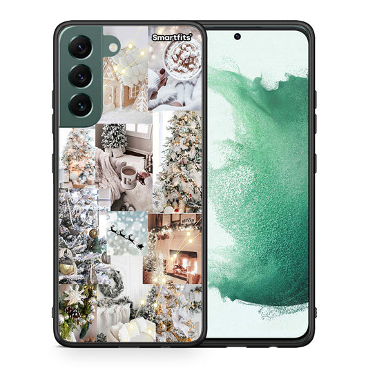 Θήκη Samsung S22 Plus White Christmas από τη Smartfits με σχέδιο στο πίσω μέρος και μαύρο περίβλημα | Samsung S22 Plus White Christmas case with colorful back and black bezels