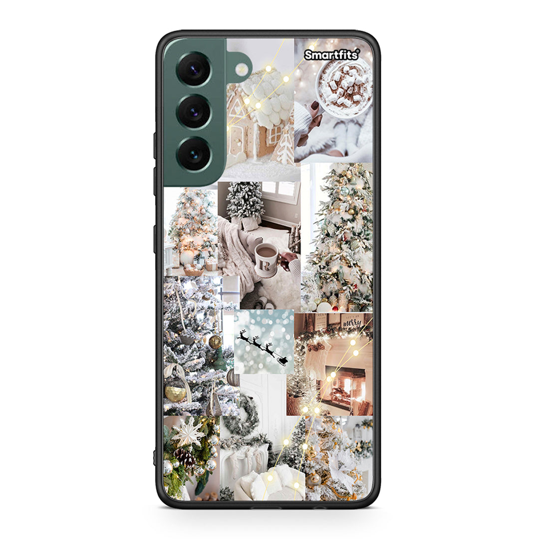 Samsung S22 Plus White Christmas θήκη από τη Smartfits με σχέδιο στο πίσω μέρος και μαύρο περίβλημα | Smartphone case with colorful back and black bezels by Smartfits