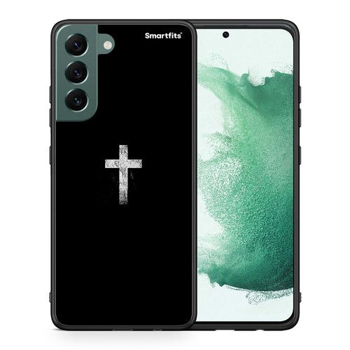 Θήκη Samsung S22 Plus White Cross από τη Smartfits με σχέδιο στο πίσω μέρος και μαύρο περίβλημα | Samsung S22 Plus White Cross case with colorful back and black bezels