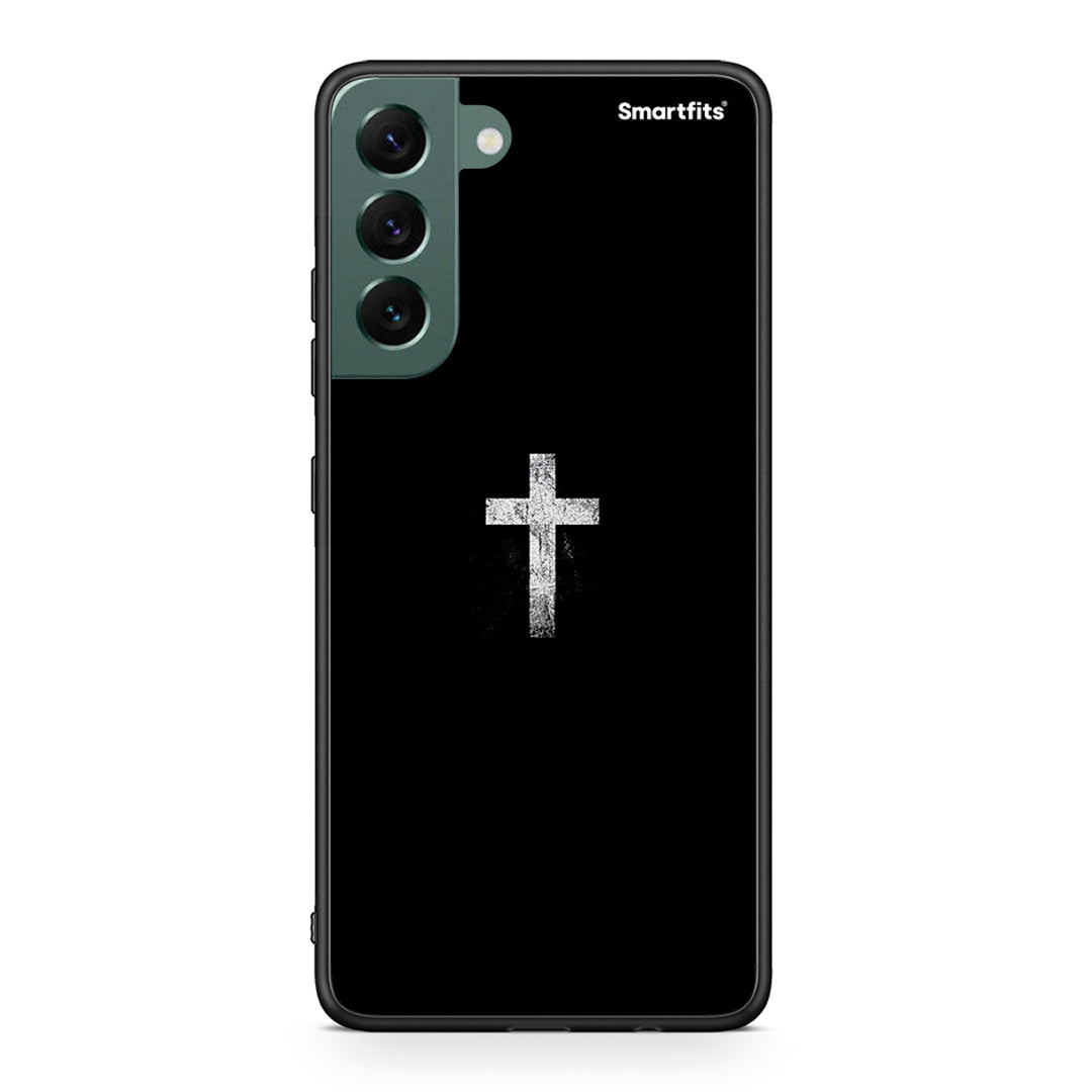 Samsung S22 Plus White Cross θήκη από τη Smartfits με σχέδιο στο πίσω μέρος και μαύρο περίβλημα | Smartphone case with colorful back and black bezels by Smartfits